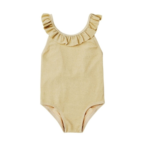 Rylee Cru Arielle One Piece Swimsuit Lemon Girls 12-18 Months Sparkle - Picture 1 of 6